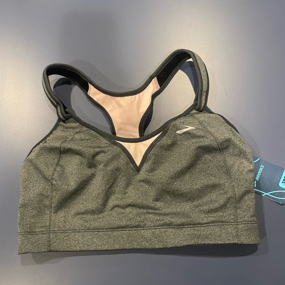 Brooks Charcoal and Baby Pink Sports Bra